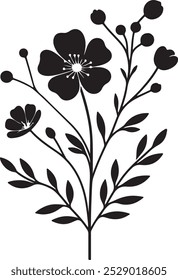 Flower silhouette vector style with white background