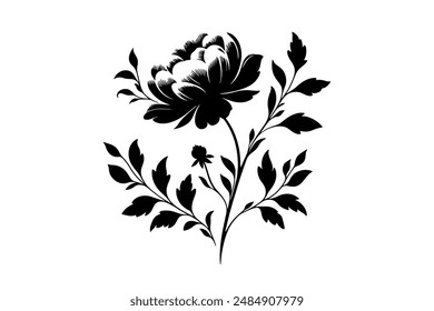 Flower Silhouette Vector Style" is a minimalist graphic design technique that depicts flowers as simplified, dark-colored silhouettes against a lighter background.