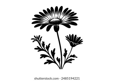 Flower Silhouette Vector Style" is a minimalist graphic design technique that depicts flowers as simplified, dark-colored silhouettes against a lighter background.