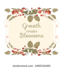 Flower silhouettes are put on a square frame on a brown background. Frame made from the African violet flower parts. Floral frame for any design ideas.