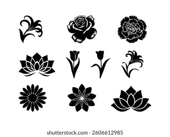 Flower Silhouettes Vector Collection: Botanical Design