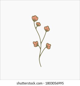 ilustraciones botánicas simples de flores, ilustraciones de línea, elementos de diseño mínimos. doodles de planta elegantes y delicados para marca, invitación a bodas, diseño gráfico. dibujos animados florales de primavera, arte femenino