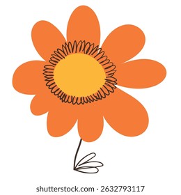 Flor con decoraciones simples de la línea del cepillo. Planta de verano con lindos bocetos de líneas de ramas aisladas sobre fondo blanco. Hierba de Naturaleza perfecta para invitaciones, tarjetas, carteles, vacaciones