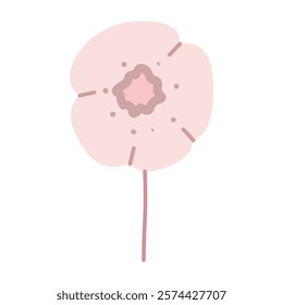 The flower is simple, cute, colorful. Vector illustration, isolated on white background