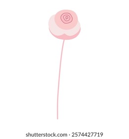 The flower is simple, cute, colorful. Vector illustration, isolated on white background