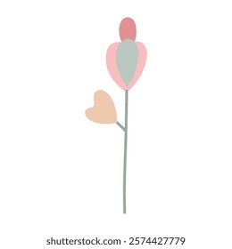 The flower is simple, cute, colorful. Vector illustration, isolated on white background