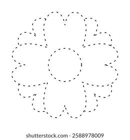 flower simple dash line, dashed line floral icon, flower outline shape, flora dot stroke