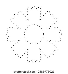 flower simple dash line, dashed line floral icon, flower outline shape, flora dot stroke