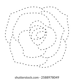 flower simple dash line, dashed line rose floral icon, flower outline shape, flora dot stroke