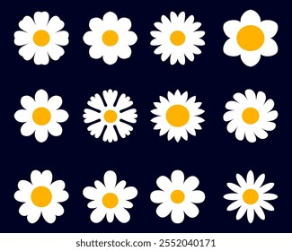 Flower simple flat icons isolated vector