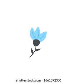 Flower simple graphic design for paper, textile print, page fill. Floral background with hand drawn .Cute design for girls, kids.Concept forest nature, tree foliage decorative background.