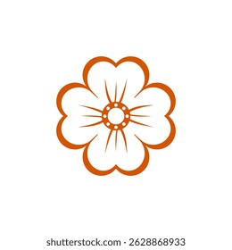 einfaches Blumensymbol einzeln auf weißem Hintergrund