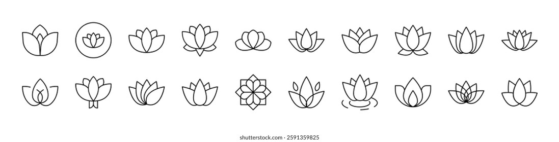 Flower Simple Isolated Line Icons Collection. Editable Stroke. Suitable for Web Sites, Books, Cards, Apps