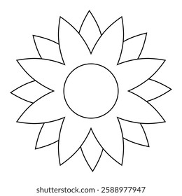 flower simple line, dashed line floral icon, flower outline shape, flora dot stroke