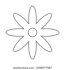 flower simple line, dashed line floral icon, flower outline shape, flora dot stroke