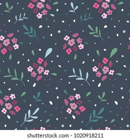 Flower simple minimalistic seamless pattern in small flower. Cute floral background. Vector graphic design for paper, textile print