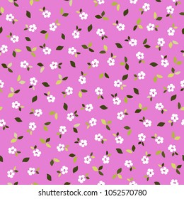 Flower simple minimalistic seamless pattern graphic design for paper, textile print. Floral background with hand drawn flowers and leaves.