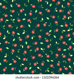 Flower simple minimalistic seamless pattern graphic design for paper, textile print. Floral background with hand drawn flowers and leaves.