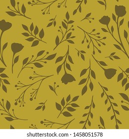 Flower simple minimalistic seamless pattern graphic design for paper, textile print, page fill. Floral background with hand drawn wild flowers, herbs and leaves. Cute design for girls, kids and women 