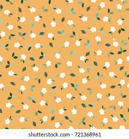 Flower simple minimalistic seamless pattern graphic design for paper, textile print. Floral background with hand drawn flowers and leaves.