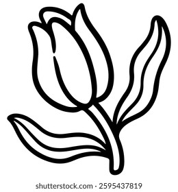 flower simple outline for icon, coloring page and other