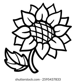 flower simple outline for icon, coloring page and other
