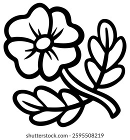 flower simple outline for icon, coloring page and other