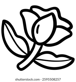 flower simple outline for icon, coloring page and other