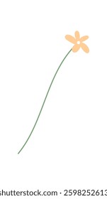 A flower in a simple style evokes a sense of beauty. This art piece showcases plant with delicate blossom. It features an elegant character representing nature, digital art, and creativity, ideal for