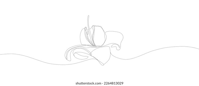 Flower in single continuous line drawing style for logo or emblem. Modern simple vector illustration. Line art flower