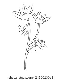 The flower is a single line. Abstract, minimalistic flower design with a continuous line. Vector illustration for posters, logos, postcards, wall decor