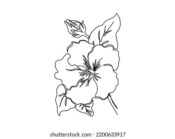 Flower single line art drawing, continues line vector illustration