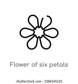 flower of six petals from japan vector line icon. Simple element illustration. flower of six petals from japan outline icon from japan vector icon. isolated black simple line element illustration from