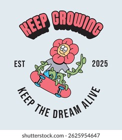flower skateboard retro cute illustration