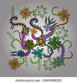 Fondo de boceto de flor. Ilustración vectorial. Patrón floral. Florece la textura ornamental del jardín de primavera. Forma.