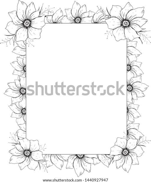 Flower Sketch Frame Hand Drawn Sketch Stock Vector (Royalty Free
