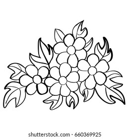 Flower Sketch hand drawn collection isolated on white background. Black and white vector illustration.Vector Cartoon