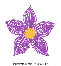 Flower sketch. Hand drawn vector illustration. Pen or marker doodle plant