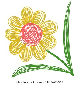 Flower sketch. Hand drawn vector illustration. Pen or marker doodle plant