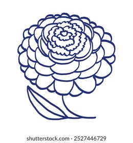 Boceto de flores. Ilustración vectorial dibujada a mano. Dibujo azul del bolígrafo o del marcador. Imagen de niños primitivos