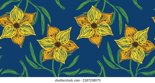 Patrón de esbozo de flor. Ilustración vectorial dibujada a mano con lápiz o marcador