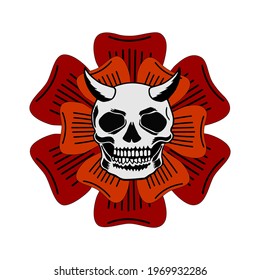 Flower Skull Design Red and Black Color Commercial Use