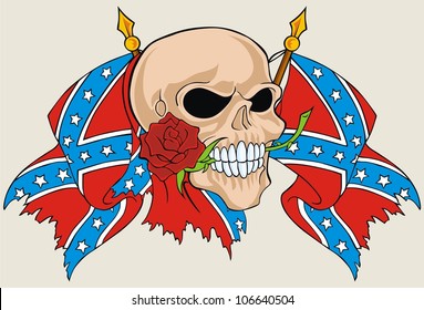 Flower Skull And Rebel Flag