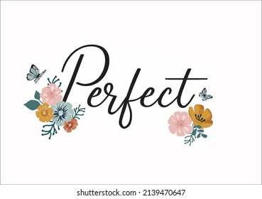 flower and slogan hand drawn design vector