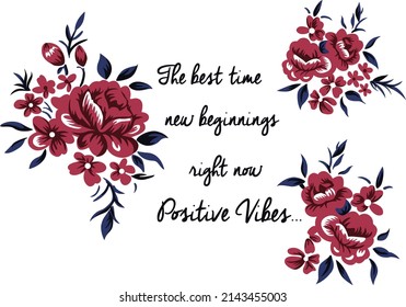 Flower Slogan Tshirt Print Design