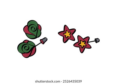 Flower small earrings set icon. Jewelry accessory illustration for stylish designs and fashionable looks