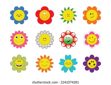 flor Vector sonriente para impresión, flor Vector sonriente Clipart, flor Vector sonriente Ilustración