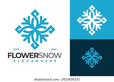 Flower Snow Bloom Logo Design Vector Template