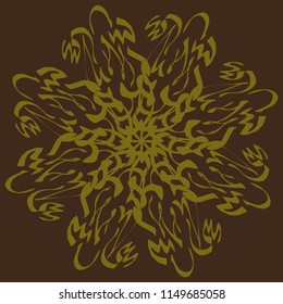 Flower snowflake. Circular flower ornament. Vector illustration.