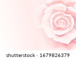 Flower soft background with cream rose flower bud. Closeup pink rose flowers, vector floral background, gently pink gradient background